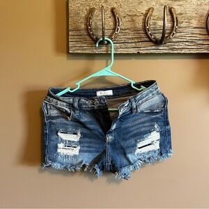 KanCan Blue Distressed Jean Shorts